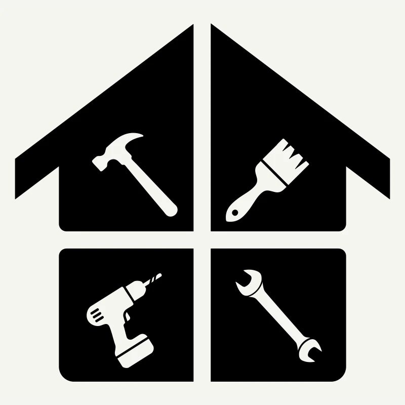 Logo de l’artisan – marteau, perceuse et brosse