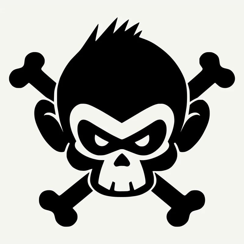 Skull monkey with crossed bones