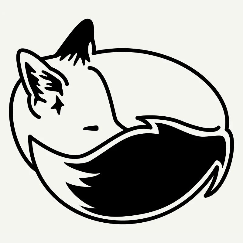 Fuchs eingekuschelt – Kawaii Fox Cartoon Design