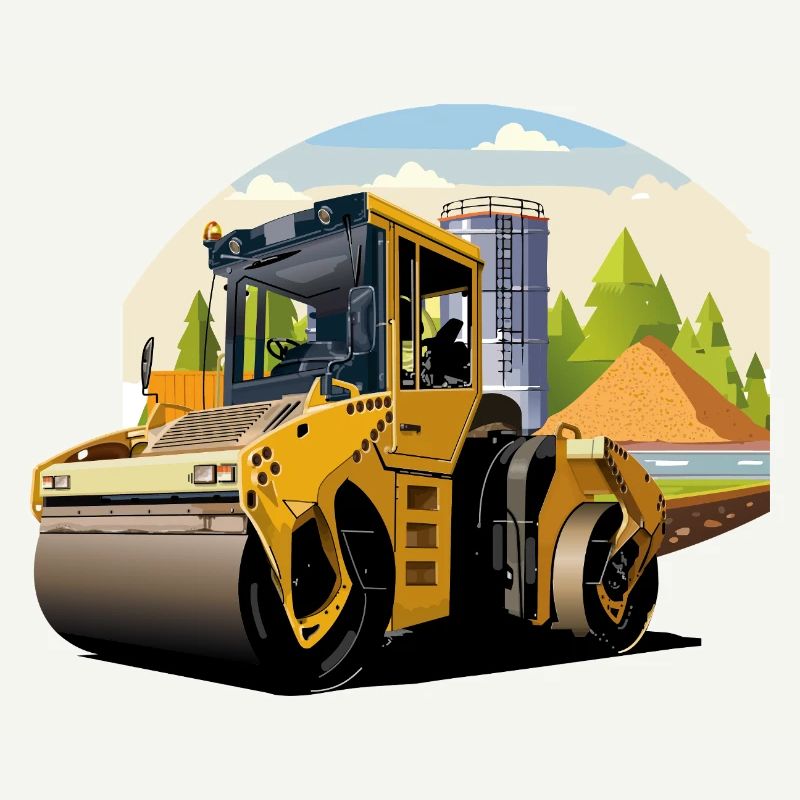 Road roller at work