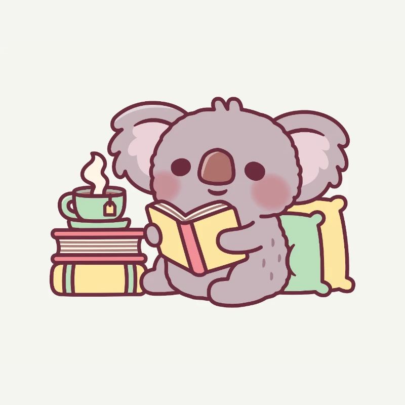 Süßer Koala, der ein Buch liest