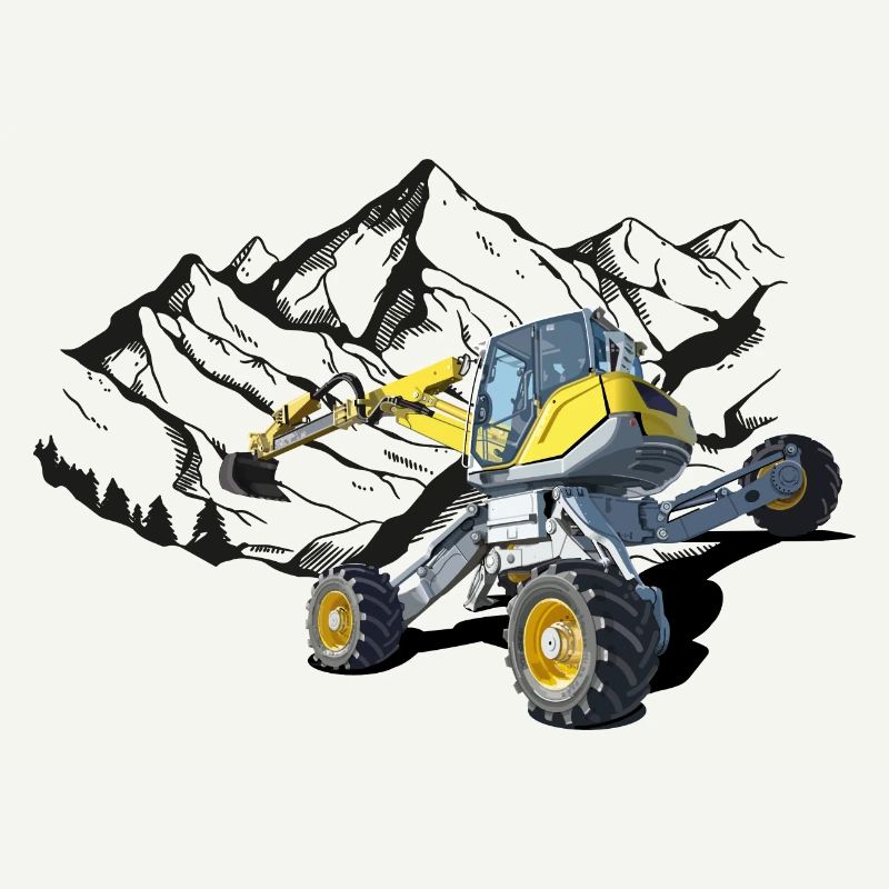 Excavator, walking excavator for difficult terrain
