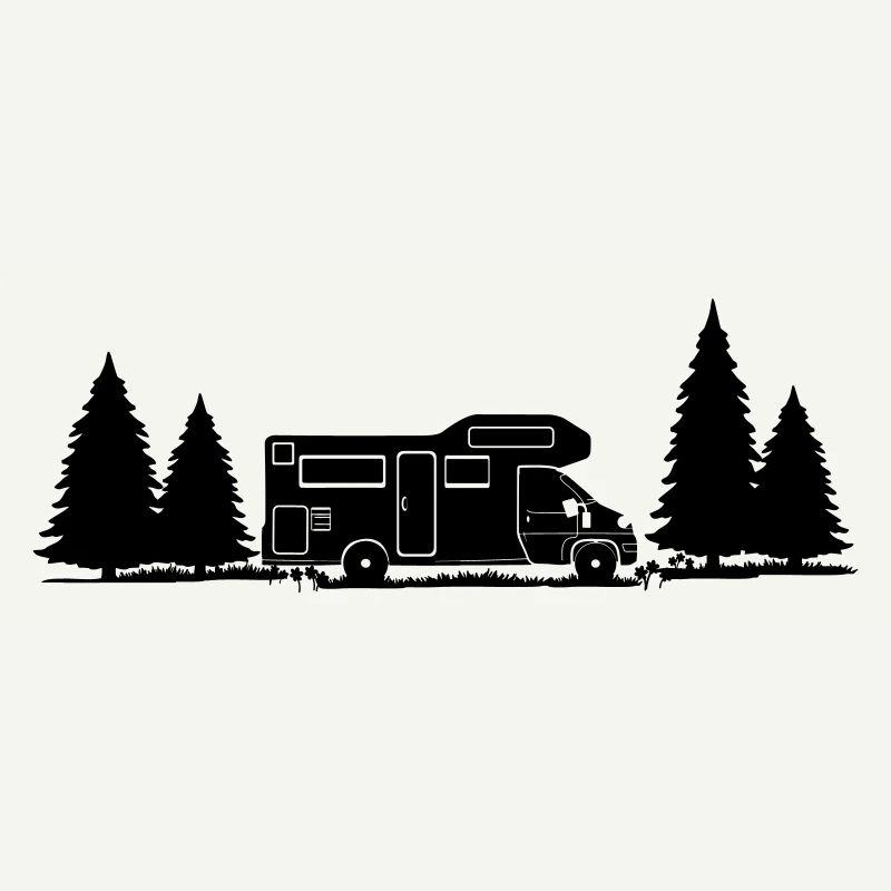 Shadow Camper in Forest with Spruce