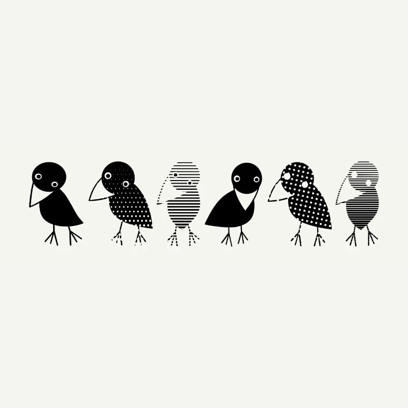 Crows at a glance. Cosy crows on a row