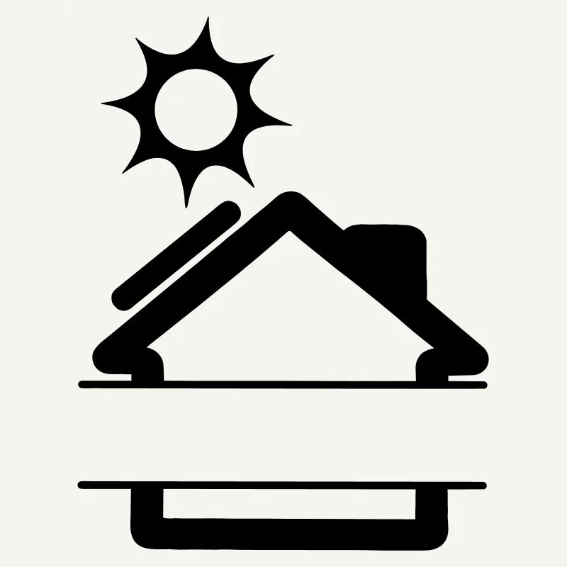 Solar panel on house with sun