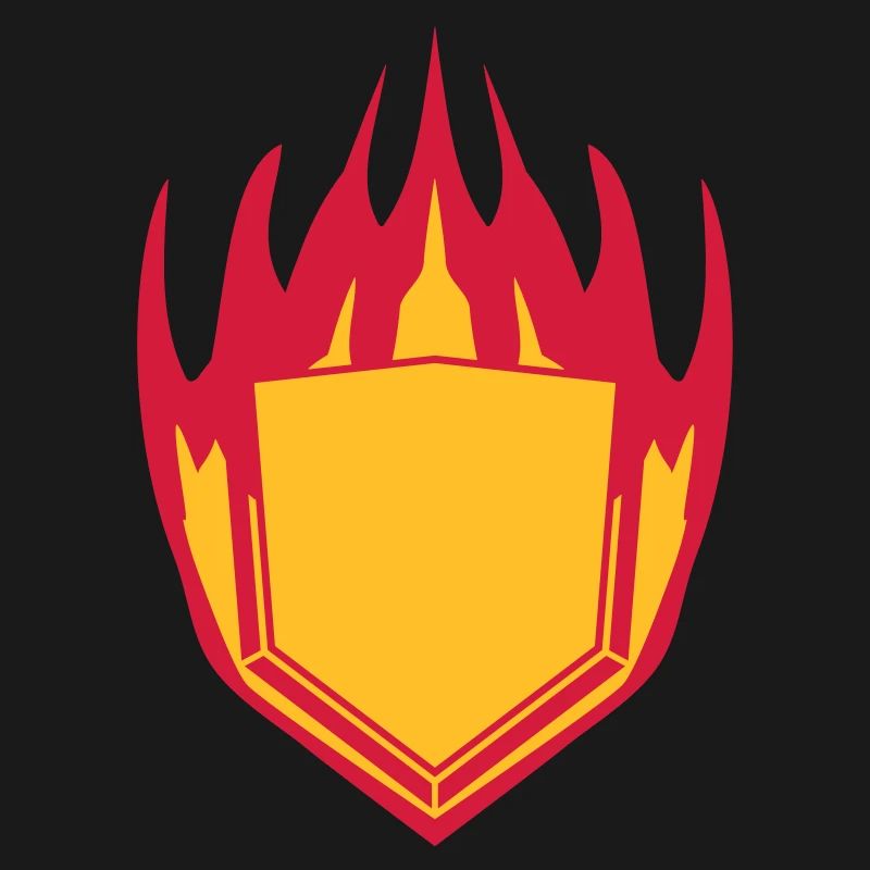 hot fire flames angular shield emblem emblem frame