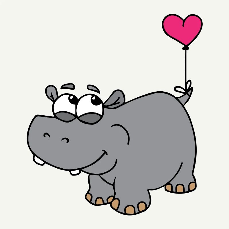 Nilpferd mit Herzballon