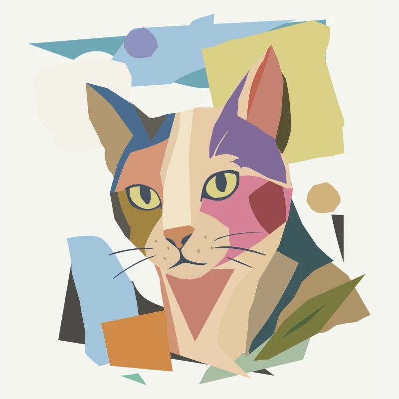 Chat abstrait dans le design moderne de bloc de couleur