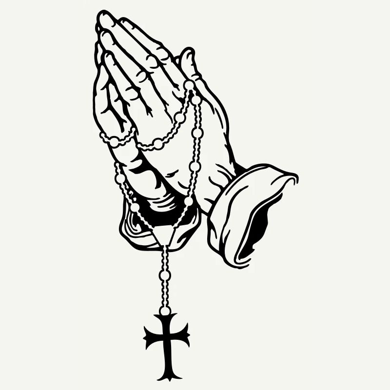 Praying Hands mit Rosenkranz Basic