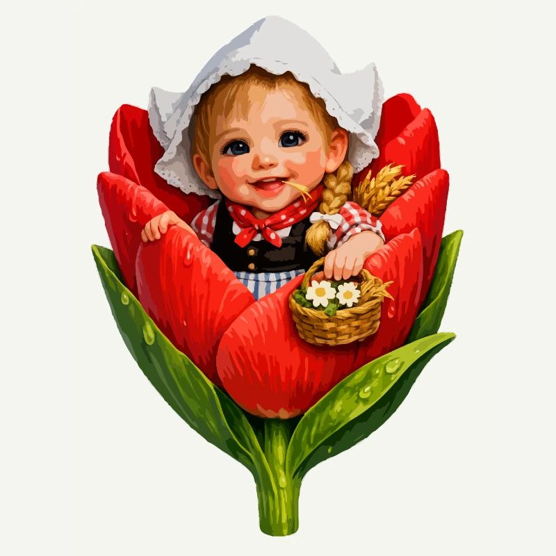 Bébé en fleur de tulipe rouge