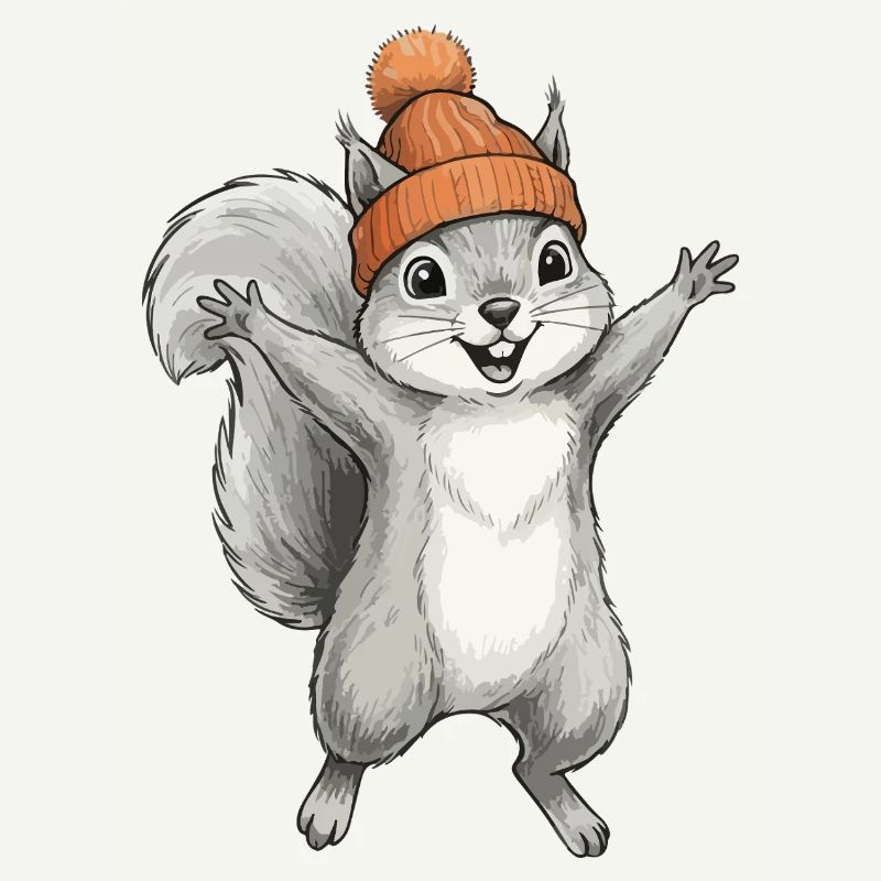 Squirrel with cap