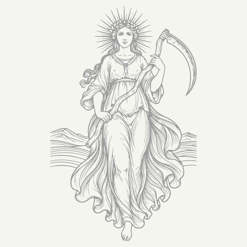 Déesse céleste Moissonneur avec la faux