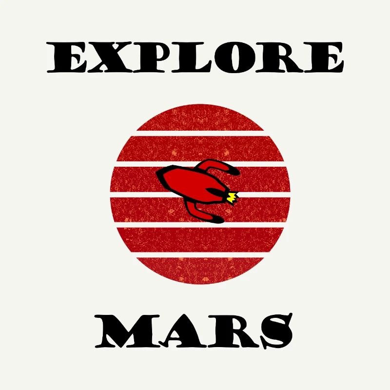Fusée rétro dans le cercle rayé rouge