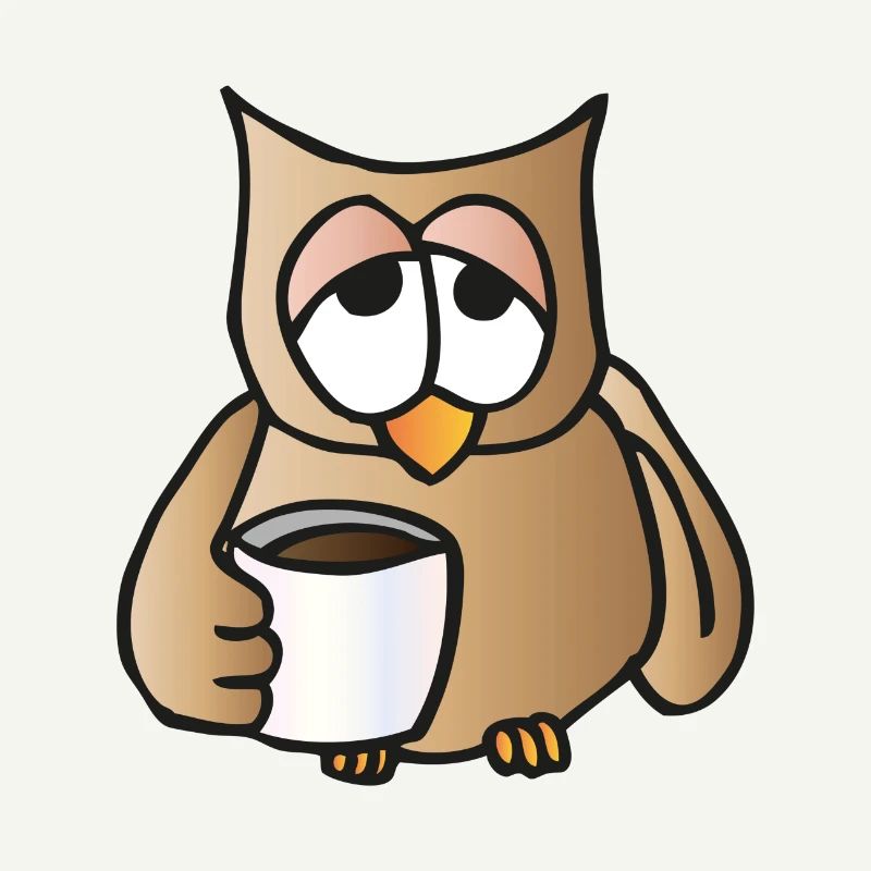 Owl with coffee
