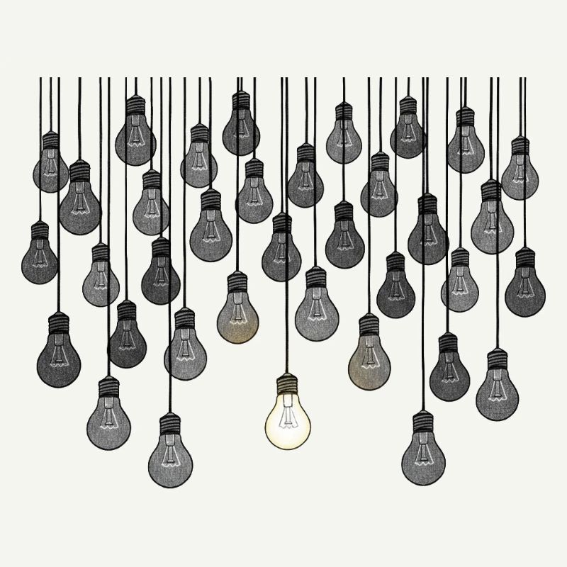 Grey bulb array with unique brightness