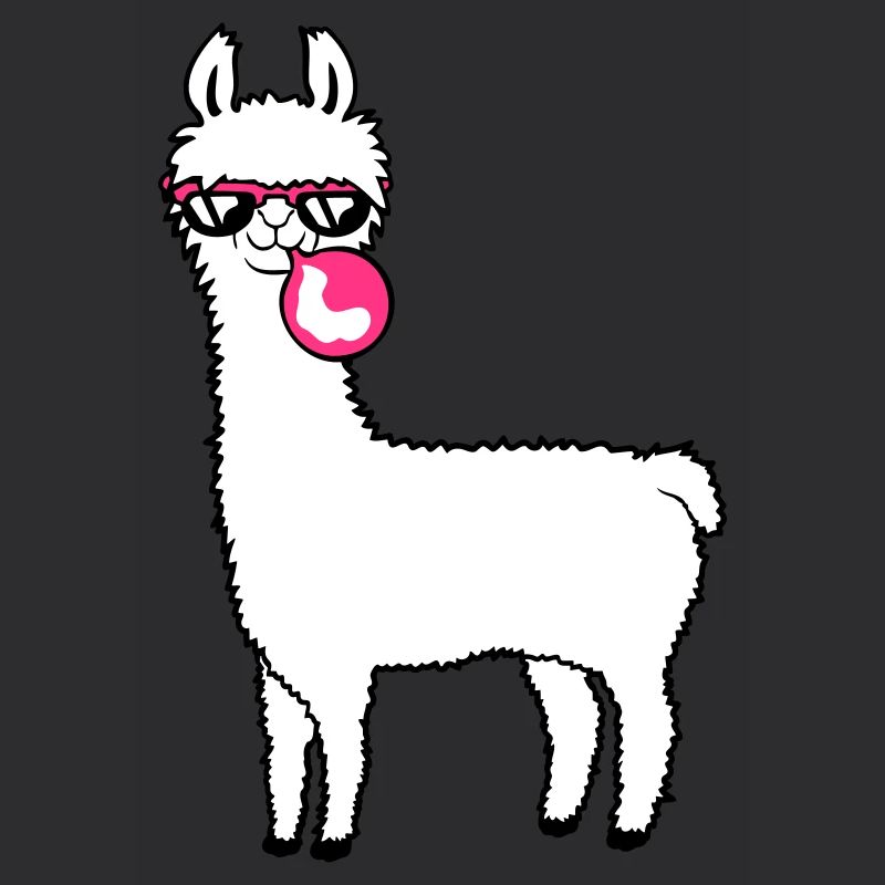 Llama chewing gum bubble bubble blowing alpaca
