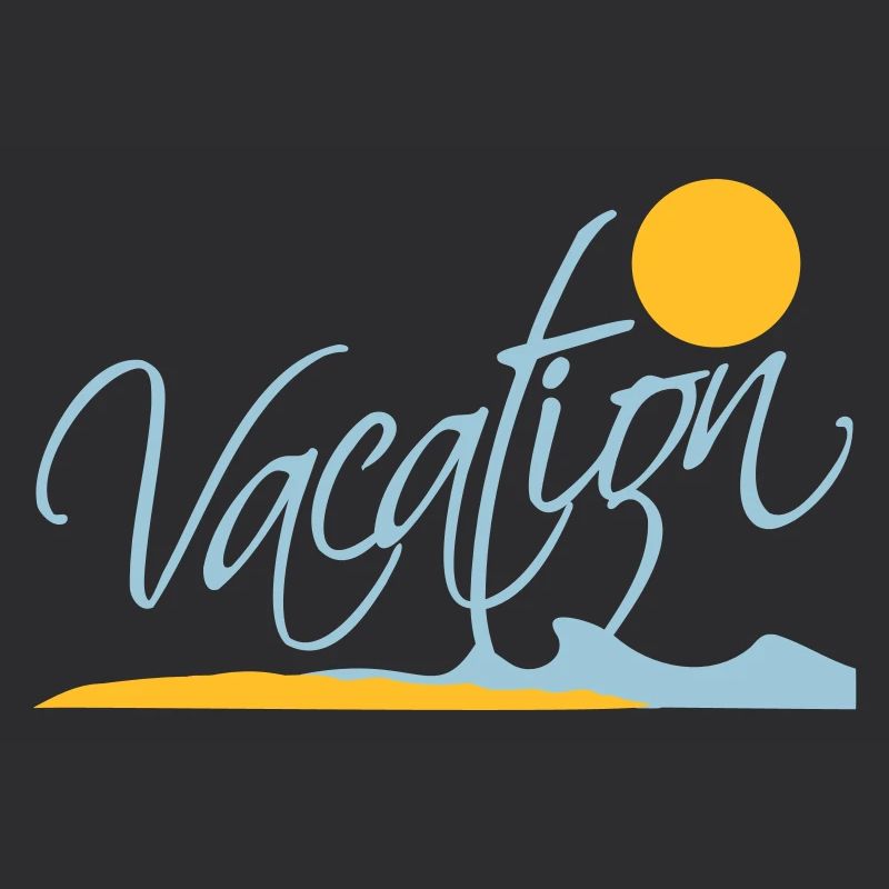 Vacation Saying Text Sun Beach Lettering Logo