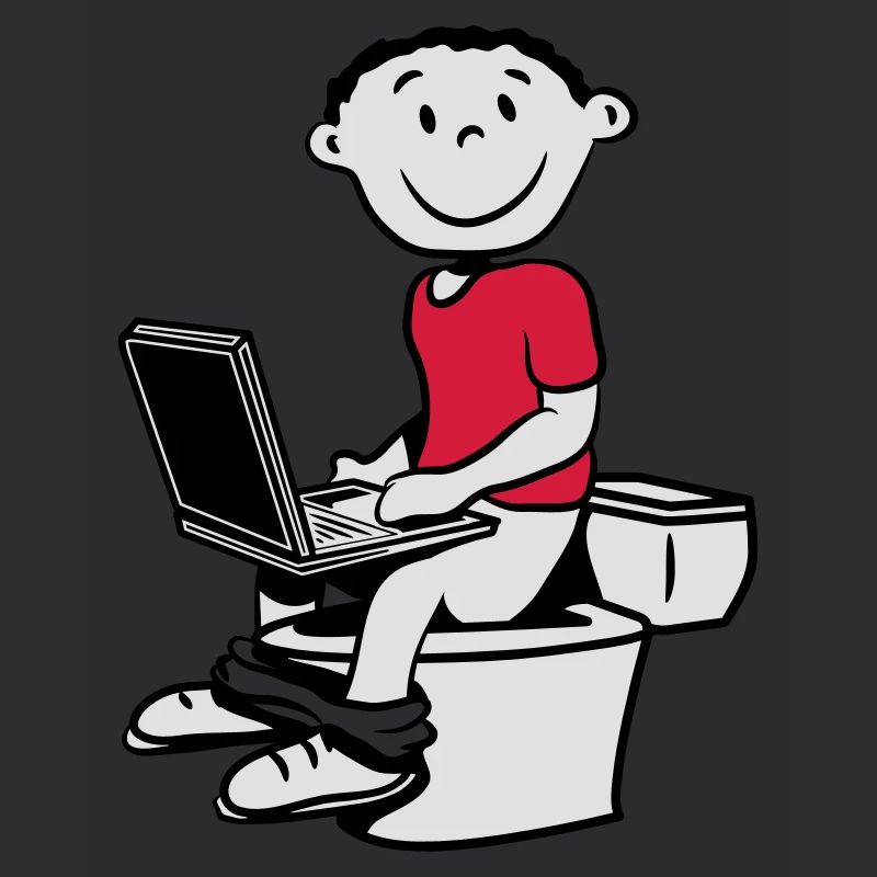 wc petit garçon ordinateur portable assis