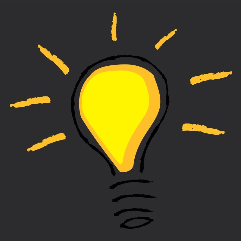 Yellow light bulb turned on