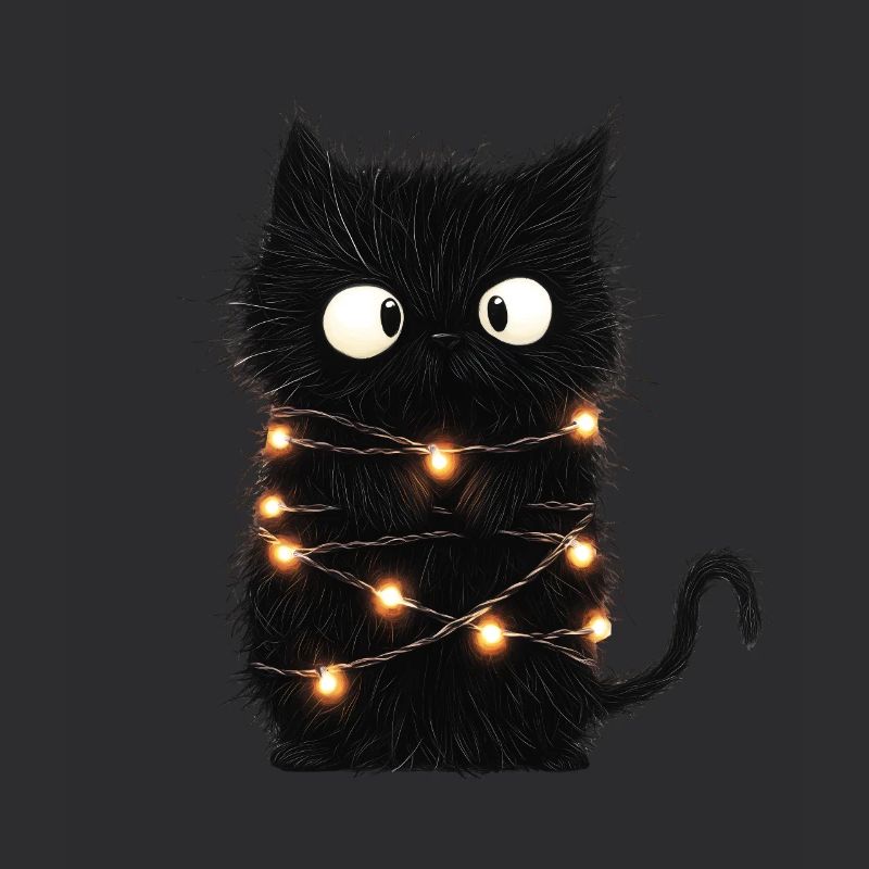 Funny Fairy Lights Cat Christmas Tree Gift