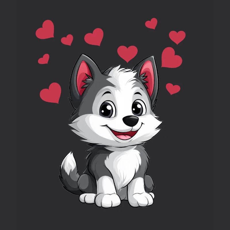 Herziger Husky mit Herzchen