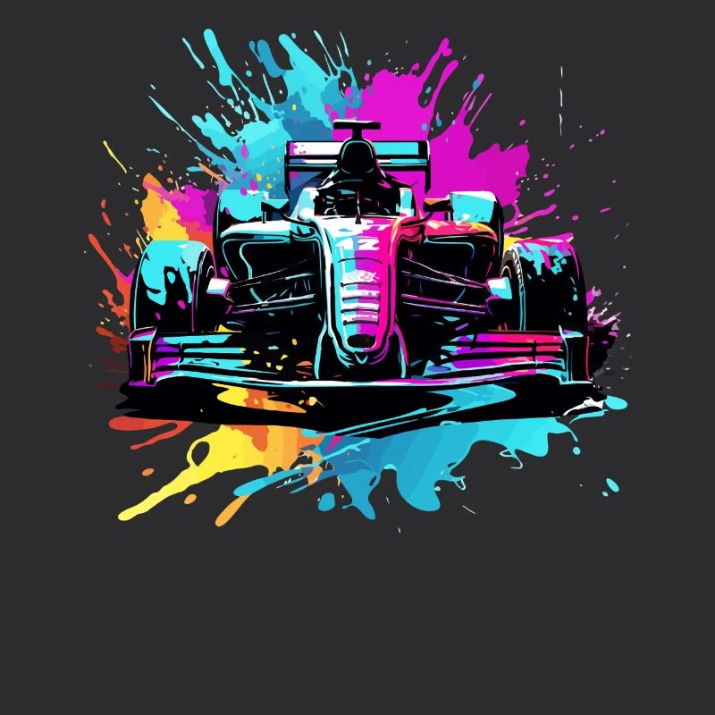 Rennwagen Bunte Splash Art Autorennfahrer