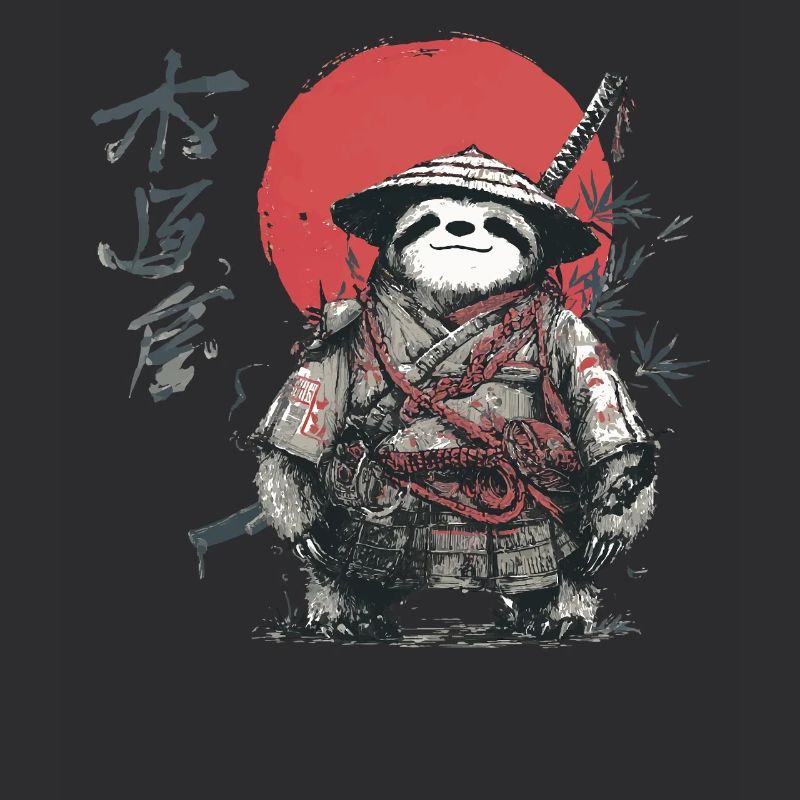 Faultier-Samurai unter roter Sonne