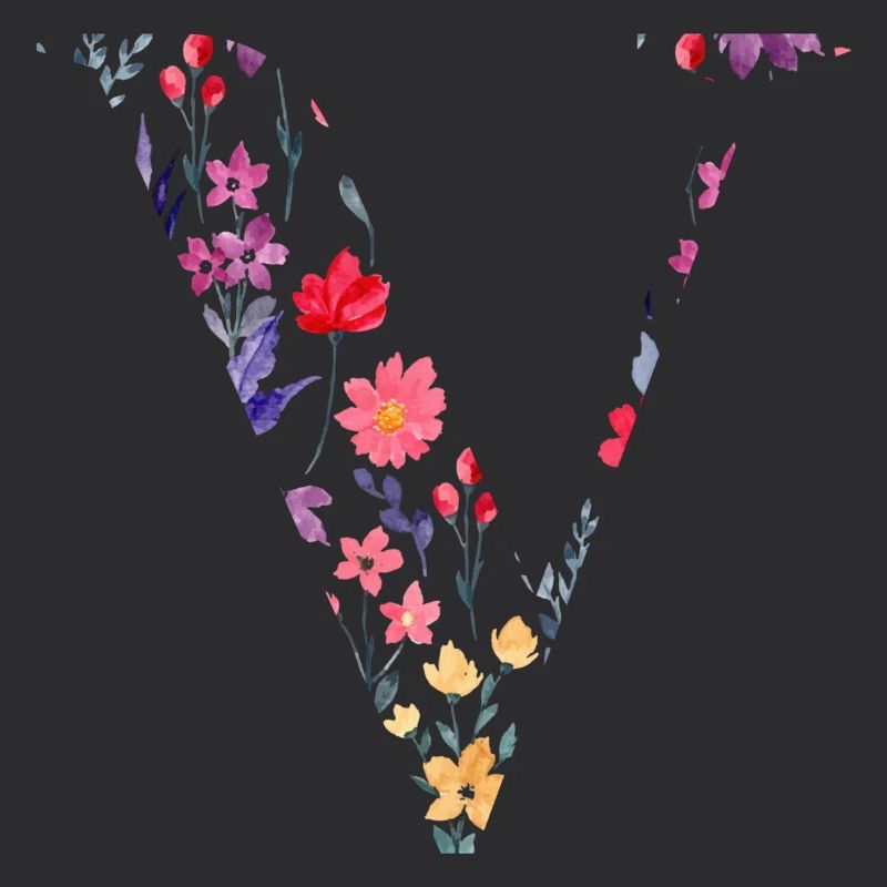 Personalisierter Blumenbuchstabe V - Geschenkidee