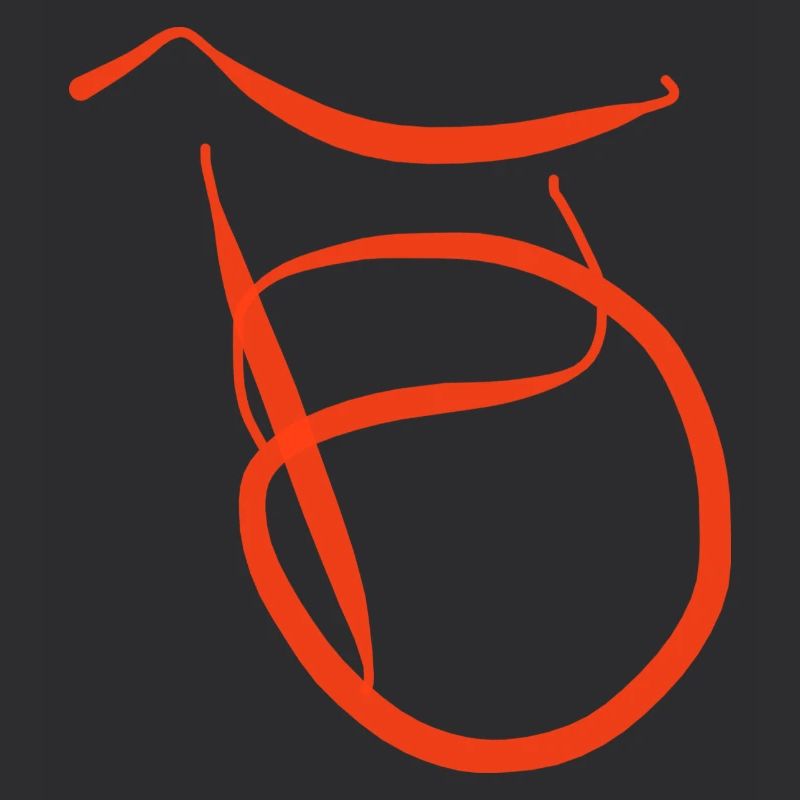 Oranger B auf schwarzem Pullover