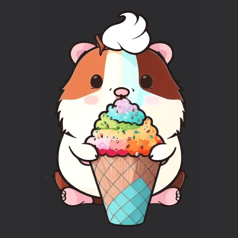 Kleiner Hamster mit buntem Eis