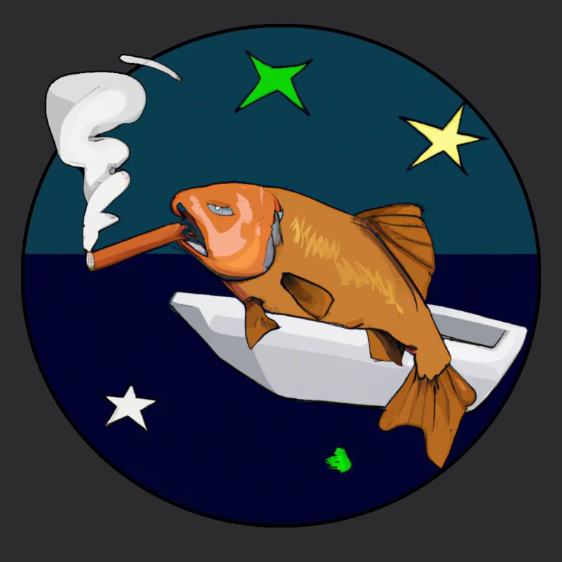 Fish with a cigar in space.