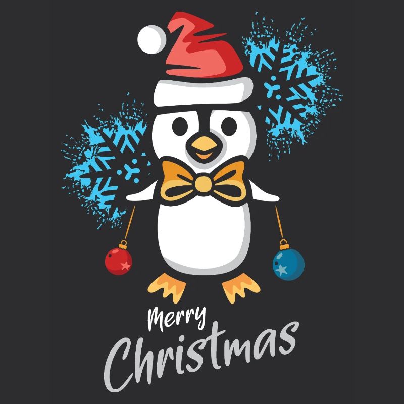 Weihnachtspinguin mit Schneeflocken