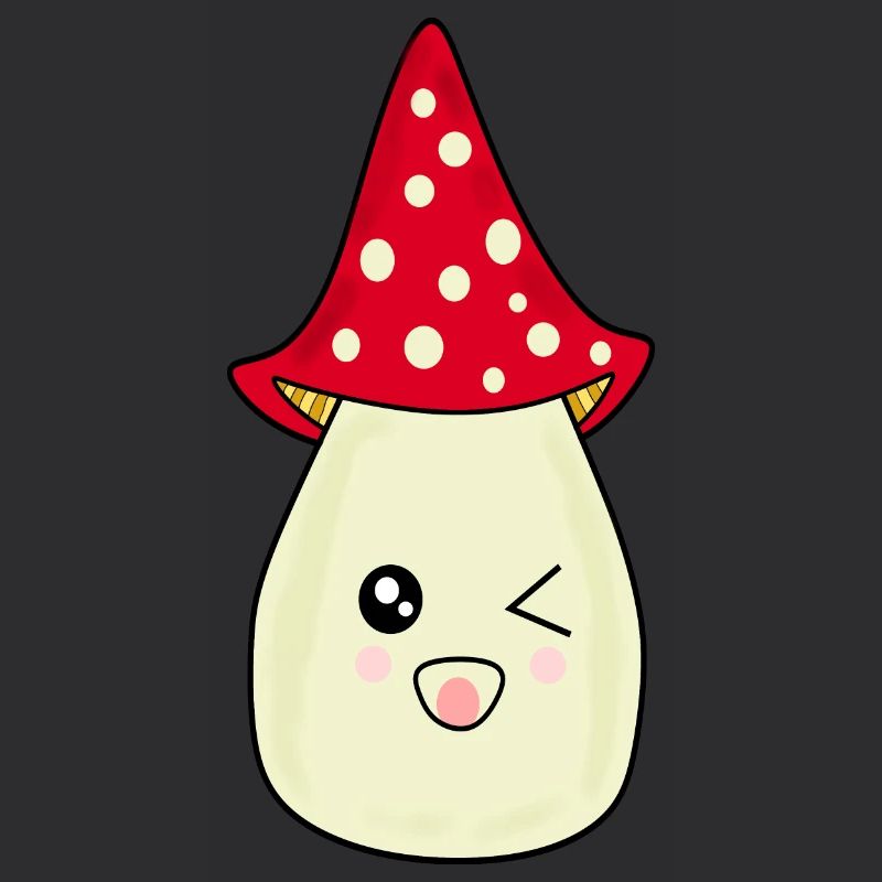Kawaii champignon Toadstool mignon rouge avec visage