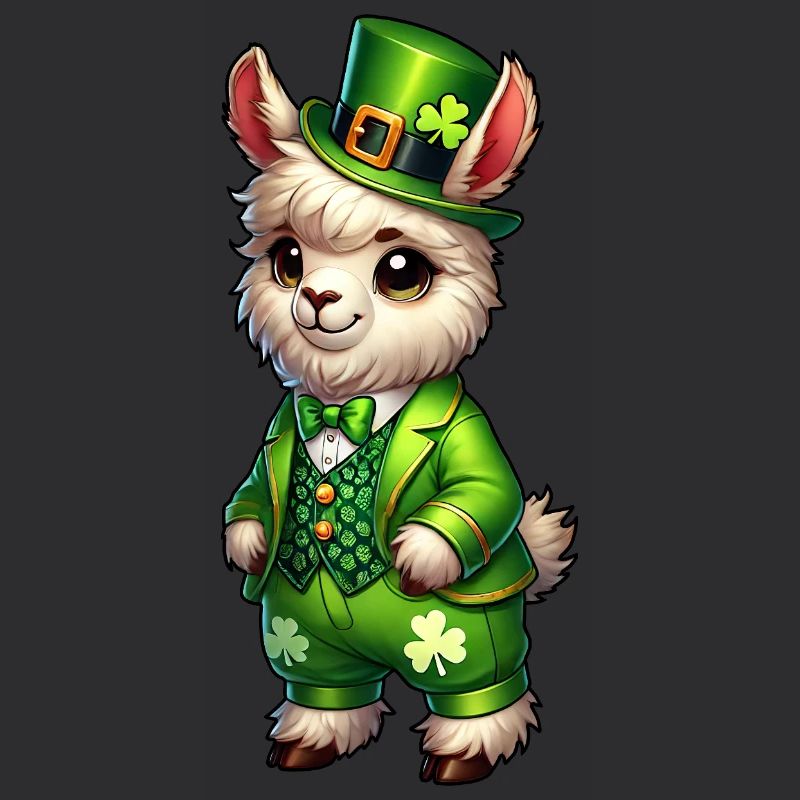 Doux lama Dessin animé de la Saint-Patrick