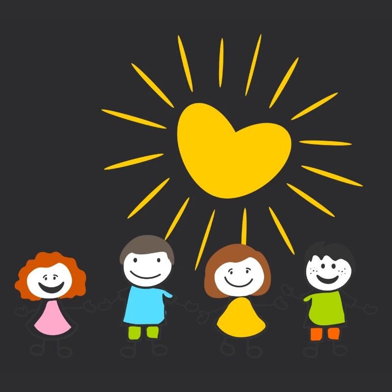 Menschen - Strichmännchen Kinder und Sonne