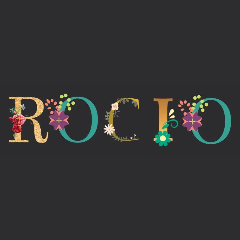 Le nom ROCIO est décoré de fleurs
