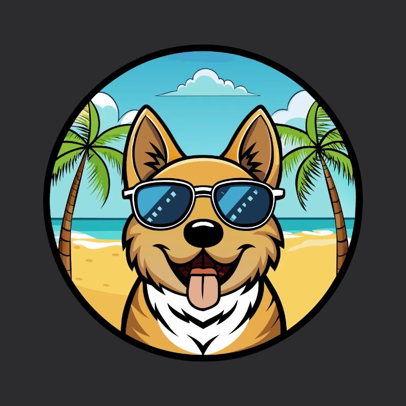 Plage de dessin animé de race de chien Ovcharka de Russie du Sud