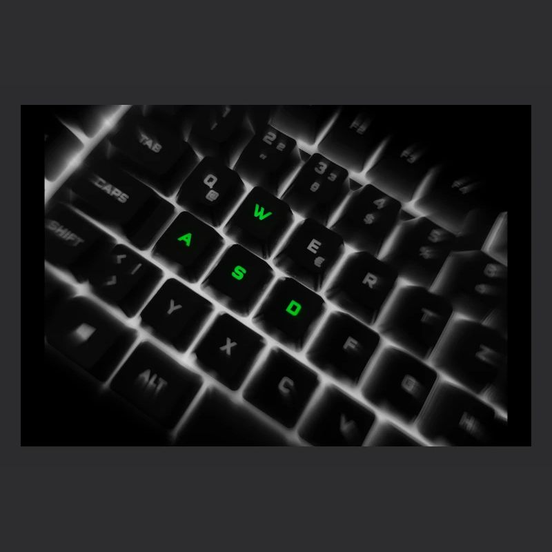 Impression d’art sur le clavier néon WASD