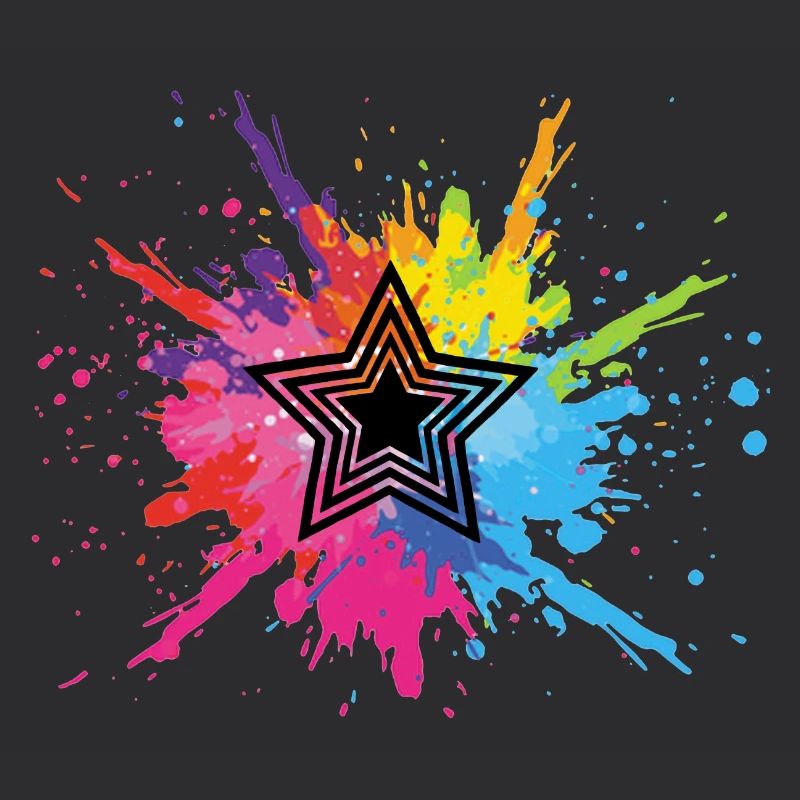 étoile noire et explosion multicolore