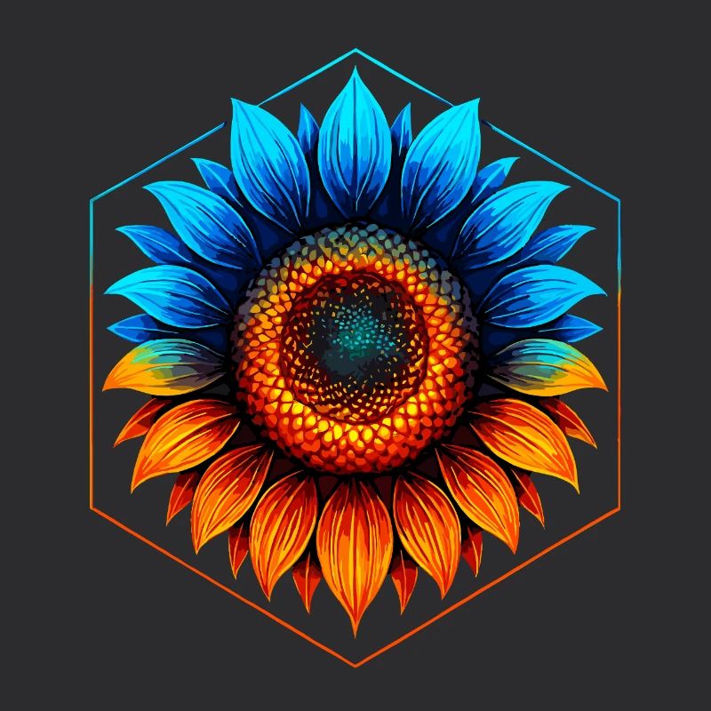 Sonnenblumenblau und -gold, leuchtendes Orange