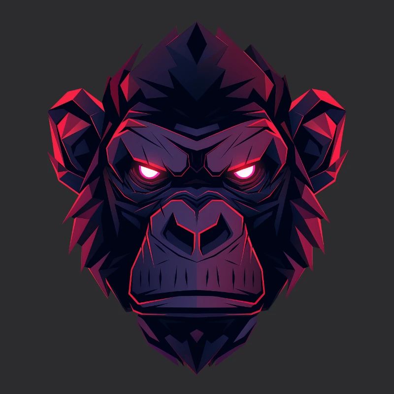 Neon Gorilla Head Art