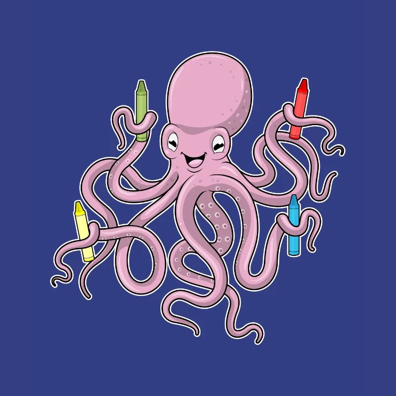 Octopus with wax crayons