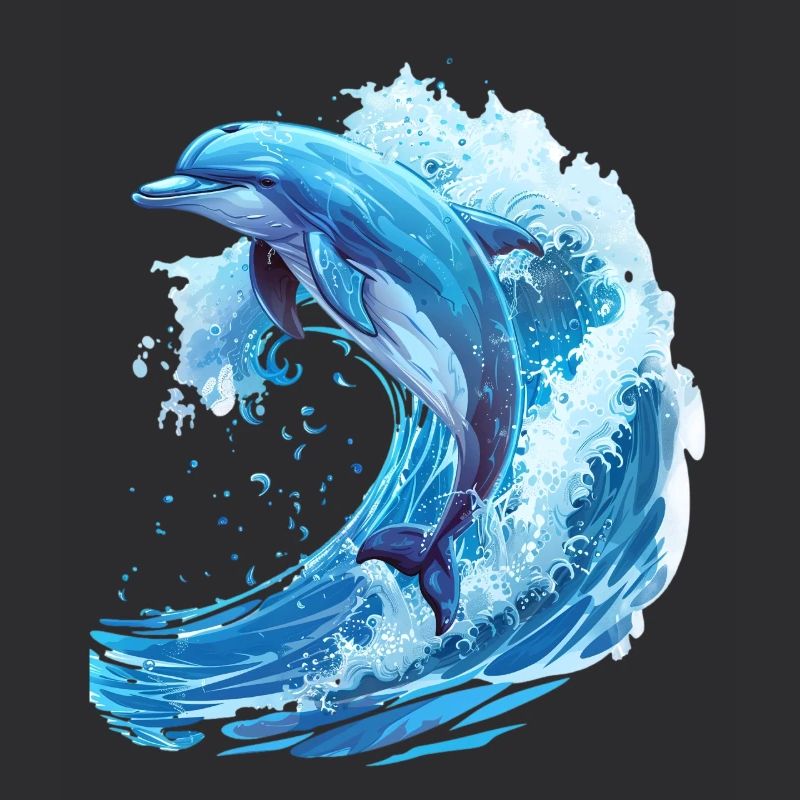 Springender Delfin in Blauer Welle