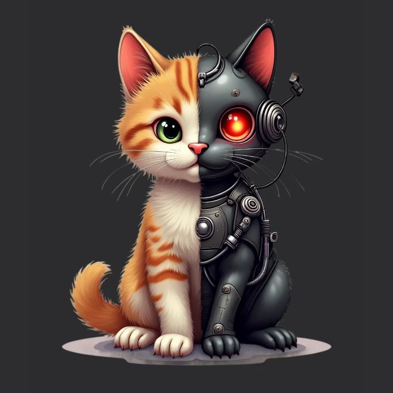 Drôle Robot Chat Tech Chats Cyborg Animal Chat