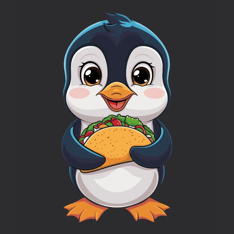 Pingouin mignon avec des tacos