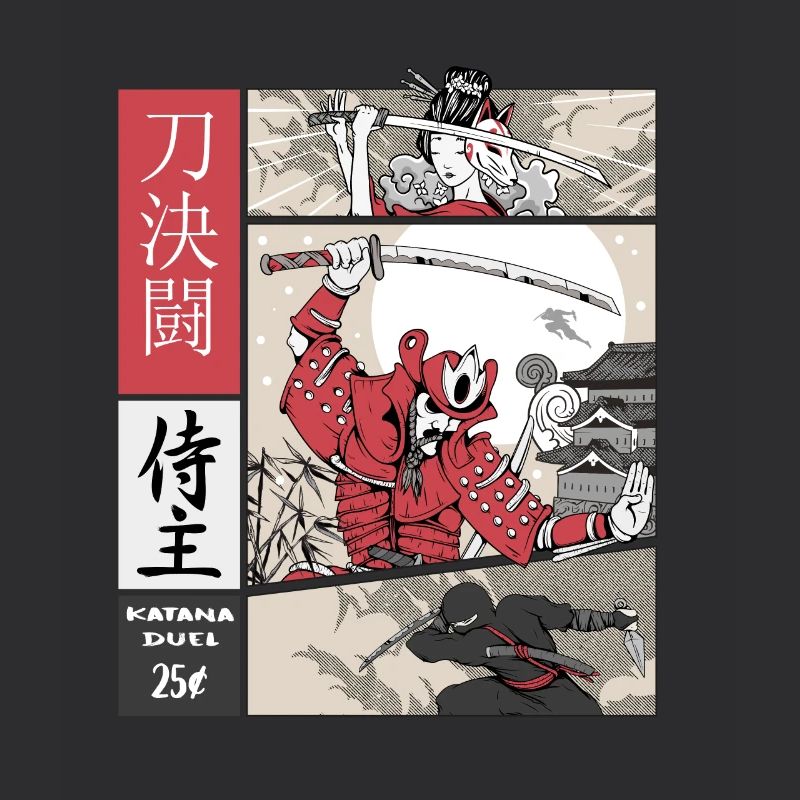 samurai vs ninja Katana vs sword on Comic Style