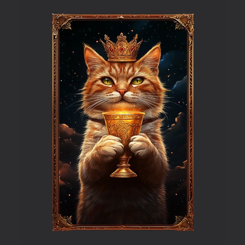 Mittelalter Katze im Bilderrahmen Kunst Krone