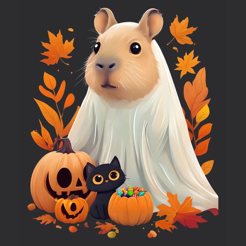 Halloween Capybara Katze Geist Geschenkidee