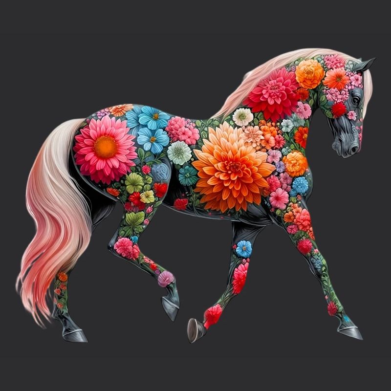 Cheval décoré de fleurs