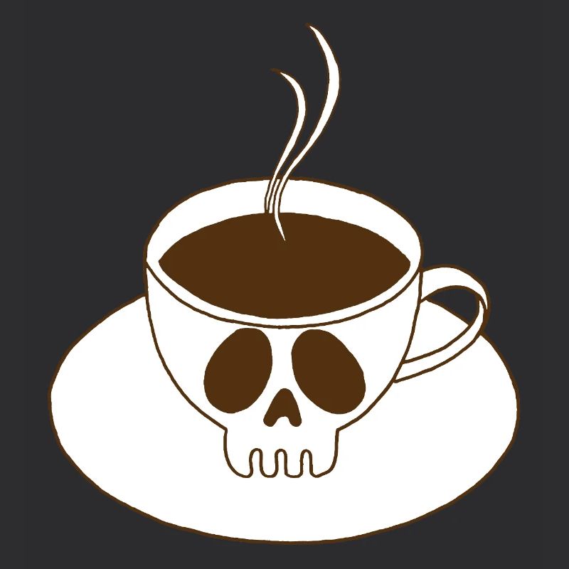 Totenkopf und Kaffeetasse